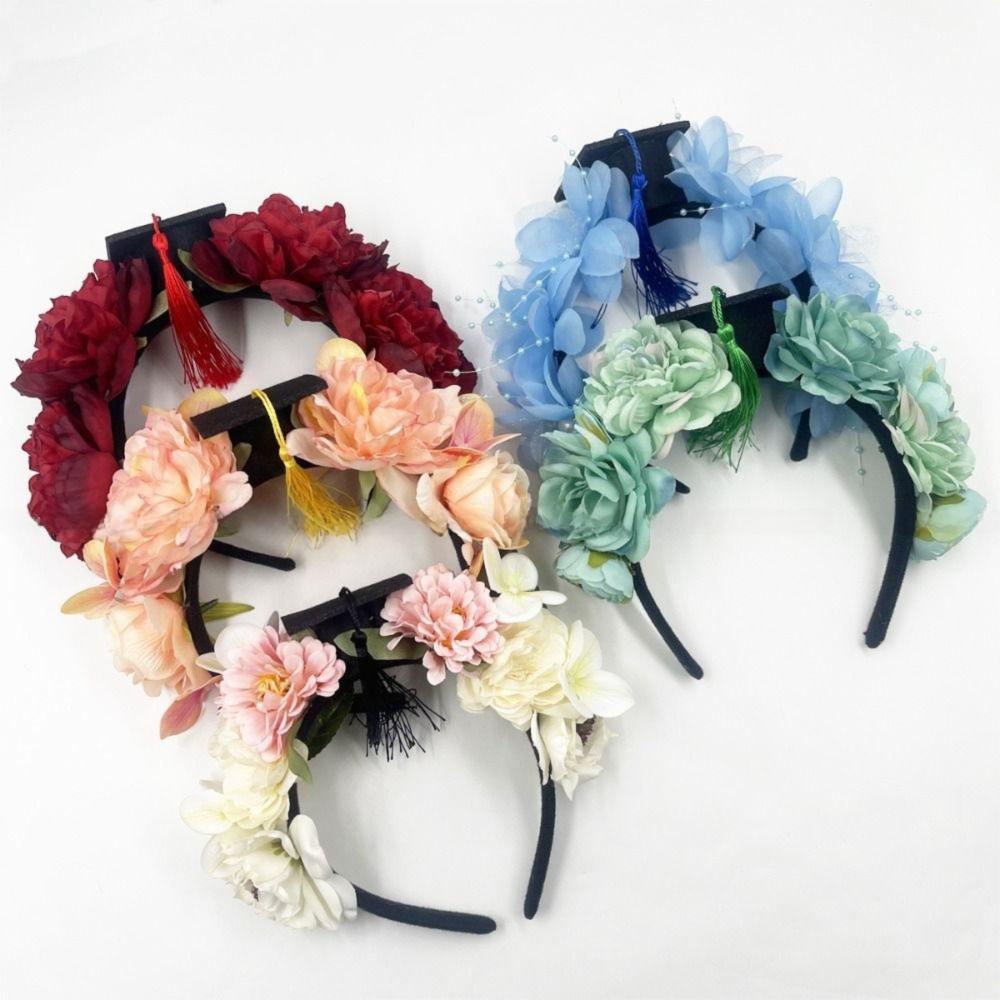 Doctor Flowers Hair Band Bachelor Academic Hat with Tassels  Student Supplies