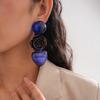 Exaggerated Resin Round Flower Love Silver Needle Earrings Stud Earrings Personalized Design Earrings