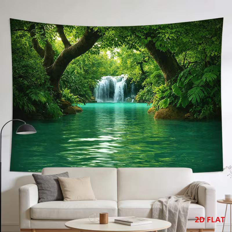 2D Tropical Forest Waterfall Backdrop for Aesthetic Nature Content Creation