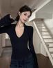 V-Neck Soft Brushed Long-Sleeve Women's Top for Autumn/Winter - Sexy and Cozy Base Layer