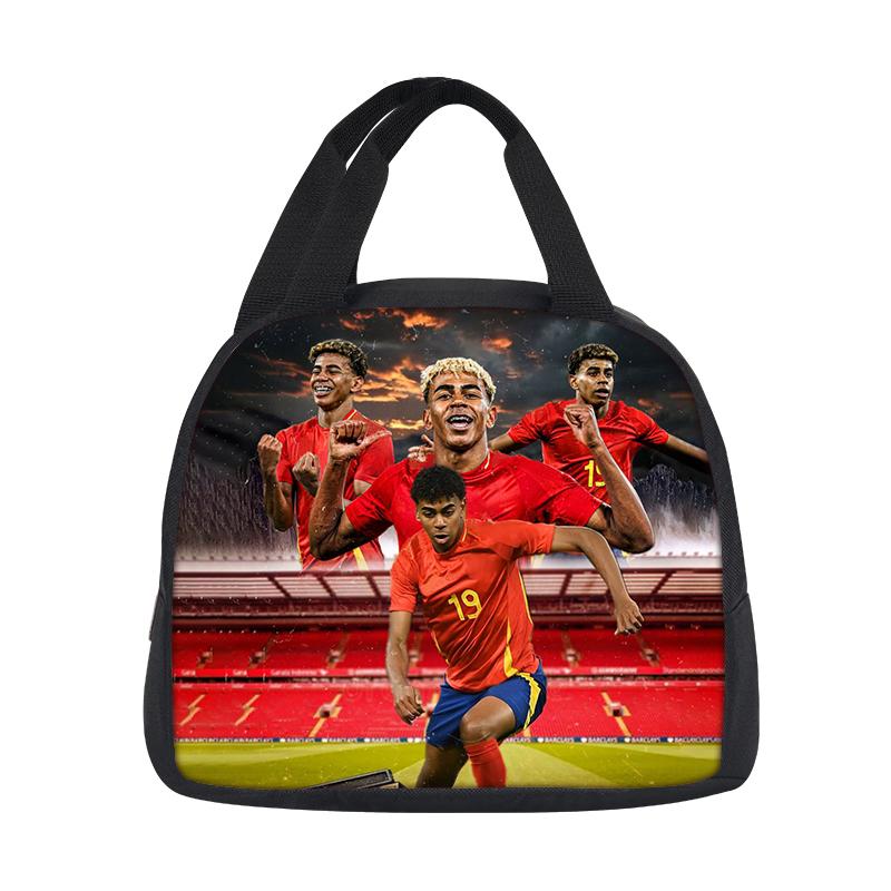 Student Bento Food Container Bags Reusable Thermal Cooler Lunch Box Football Star Handbag Insulated L-Lamin Yamal Lunch Bag
