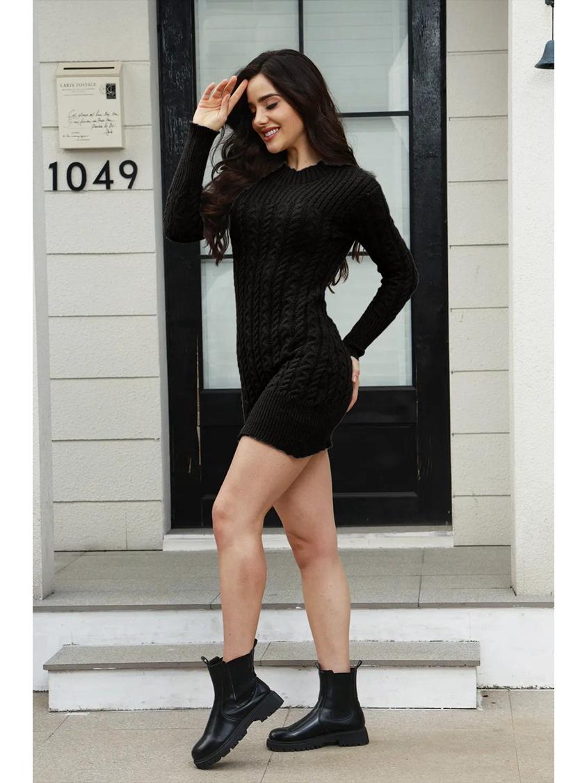 

Пуловерное платье-свитер с высоким воротником однотонное - Женский трикотаж на осень/зиму Small