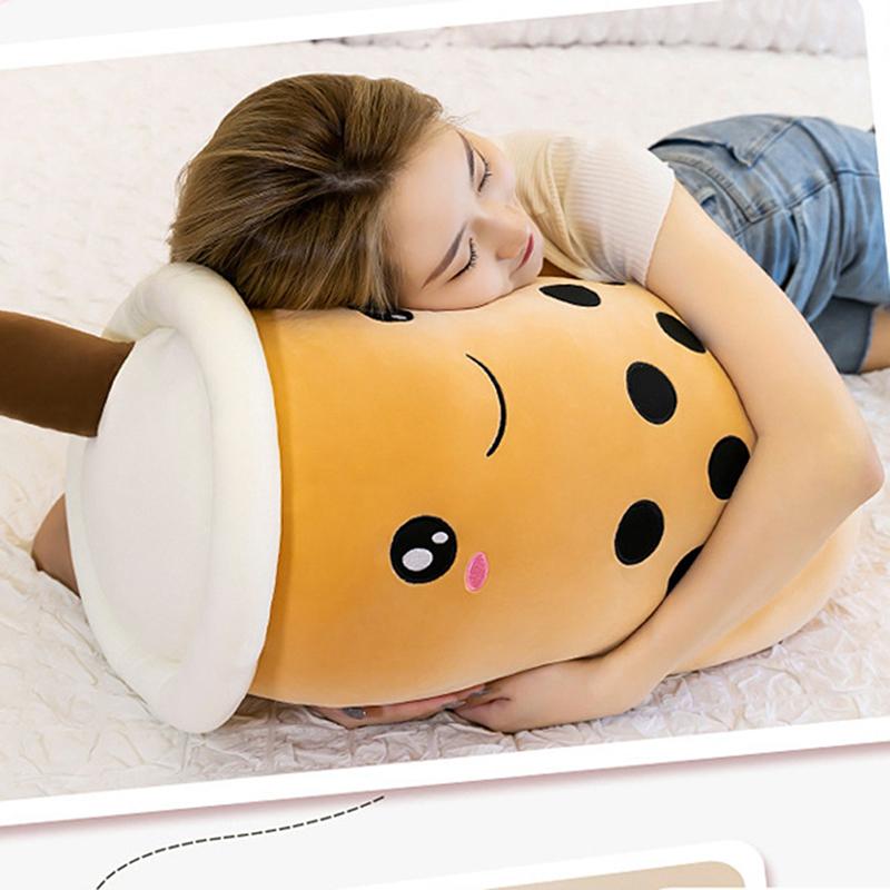 Cute Boba Milk Tea Plush Toy Soft Stuffed Pearl Milk Tea Hug Pillow Cushion