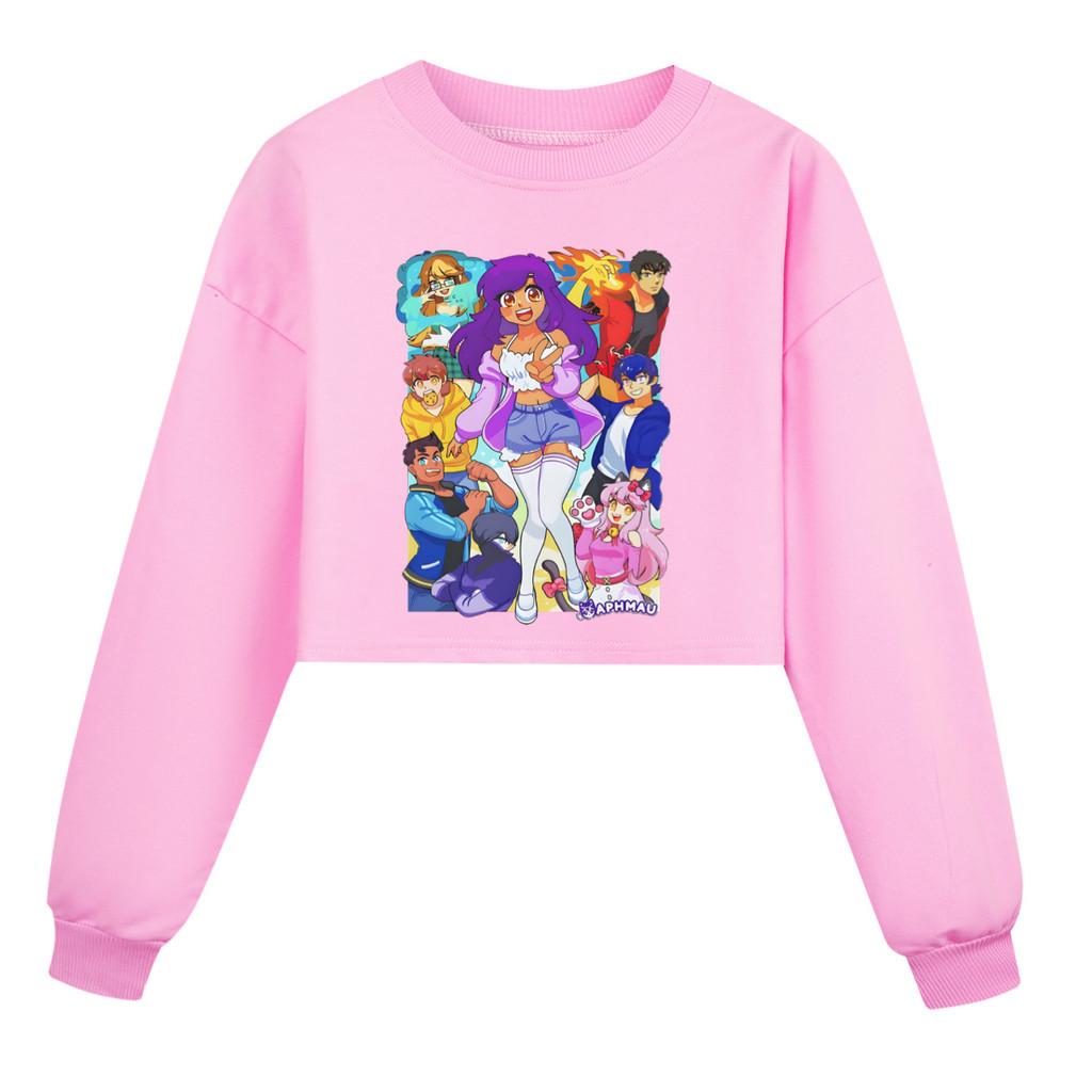 5370 Multi-color Kids Girls APHMAU Printed Long Sleeves Short Sweatshirt