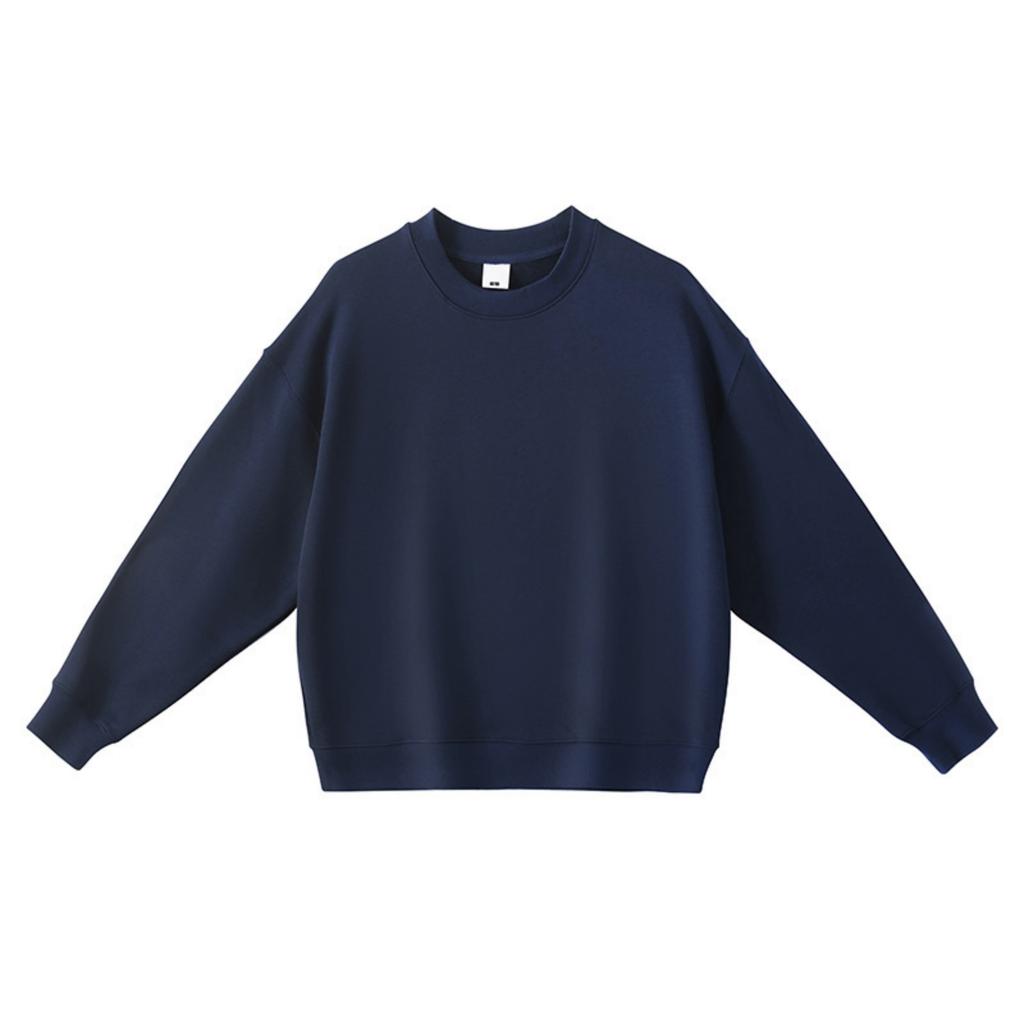 Men's And Women's Casual Solid-color High-weight Off-the-shoulder Pullover, Men's Loose Round-neck Long-sleeved Sweatshirt