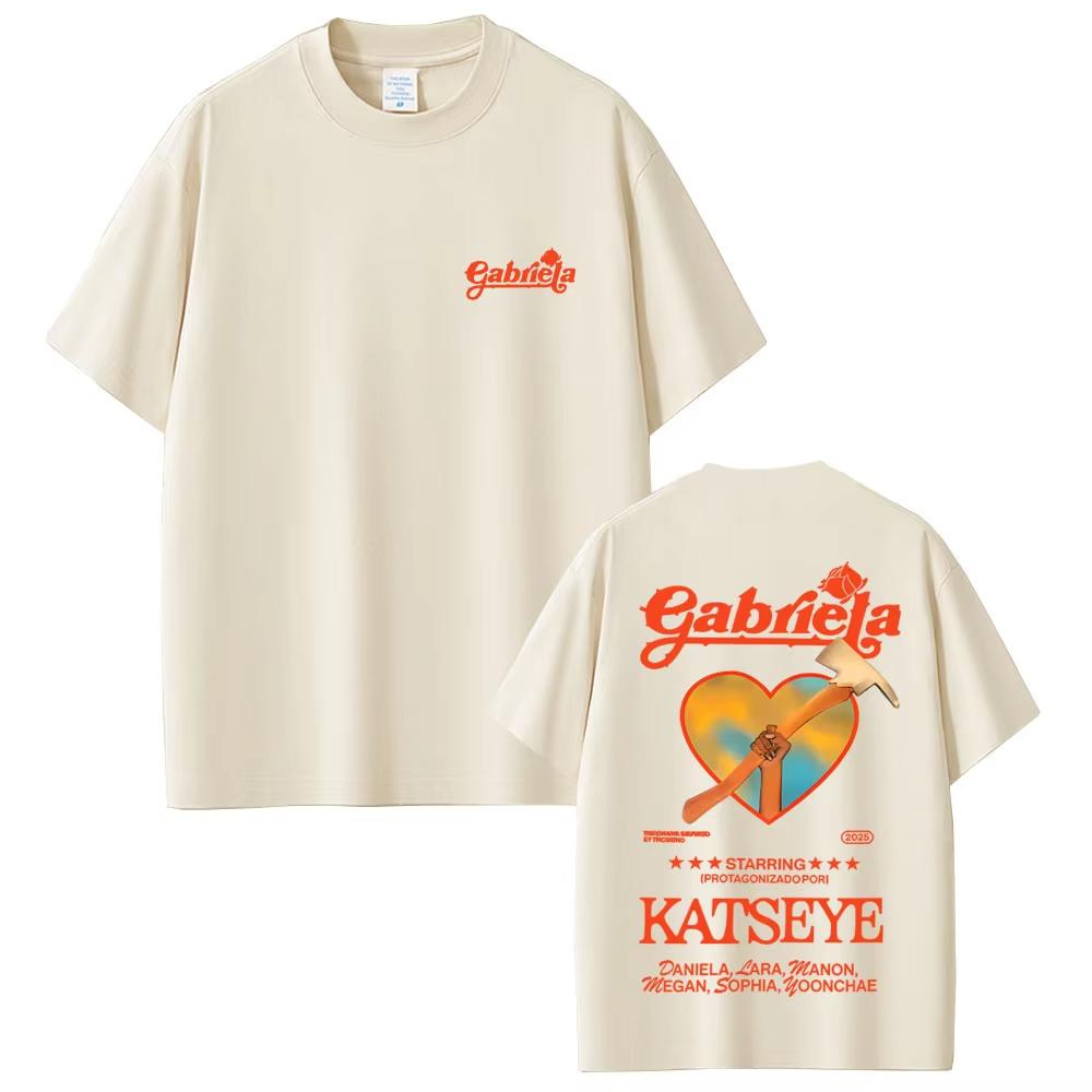 Korean Kpop Katseye Gabriela Graphic Top Men Women Hip Hop 2026 Spring summer new Fashion Casual Cotton Vintage Tshirts