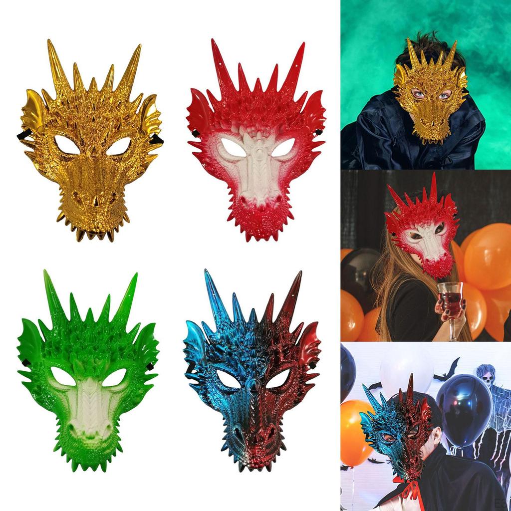 3D Dragon Mask Half Face Scary Animal Head for Shows