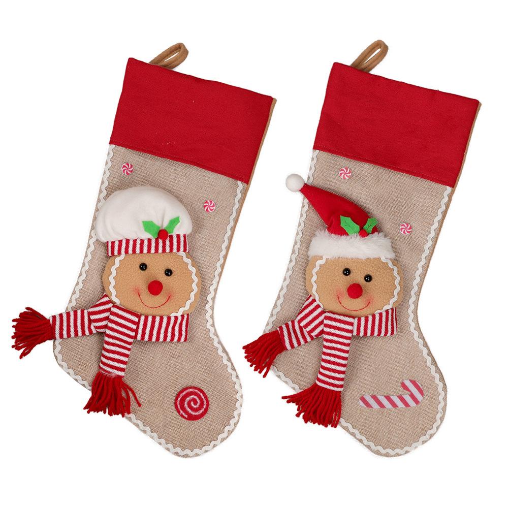 Gingerbread Man Christmas Gift Bag Cookie Man Christmas Stockings Christmas Tree Fireplace Pendant Decoration Mall Window Decoration