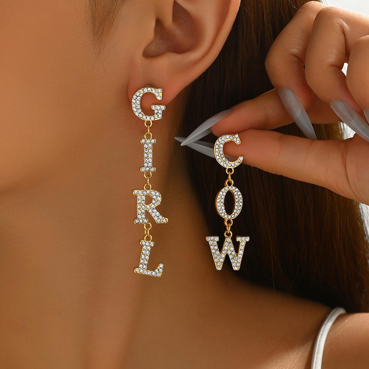 

Женские серьги класса люкс, персонализированные серьги-ниши с инкрустацией бриллиантами, с английской буквой, универсальные серьги