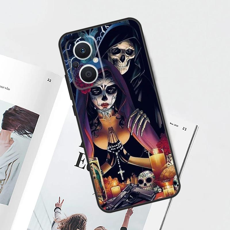 

Чехол Catrina Beautiful Rose Girl Skull для OPPO Reno 4Z 5Z 8T 4 5 6 7 8 Lite 10 Pro OPPO Find X5 X6 Pro X2 Neo X3 Lite OPPO Reno10 Pro