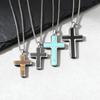 Stylish Men's Natural Black Onyx Cross Necklace,Waterproof Stainless Steel Cross Pendant,Christmas Valentine's Day Gift