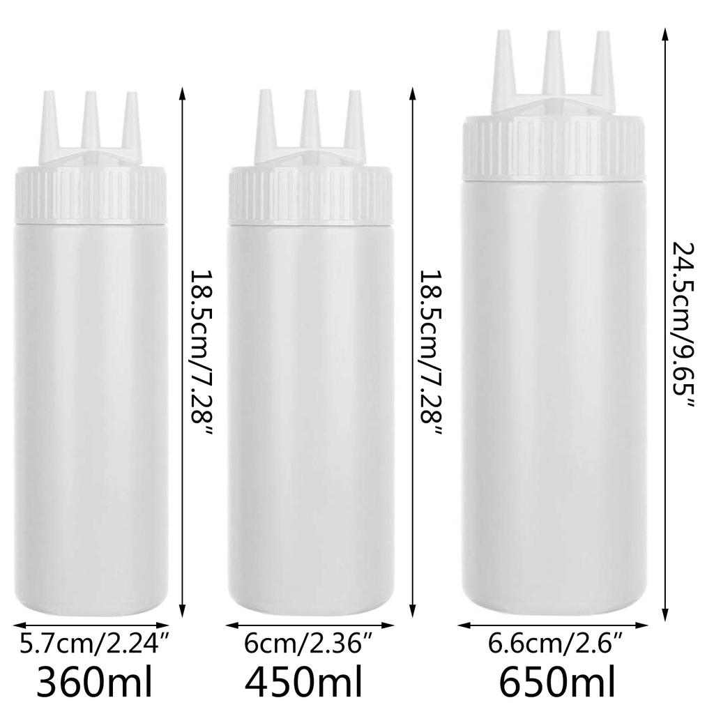 3-Head Squeeze Condiment Bottles Sauce Bottle with Cap Lids Olive Oil Bottle Kitchen Accessories PE Material for Kitchen