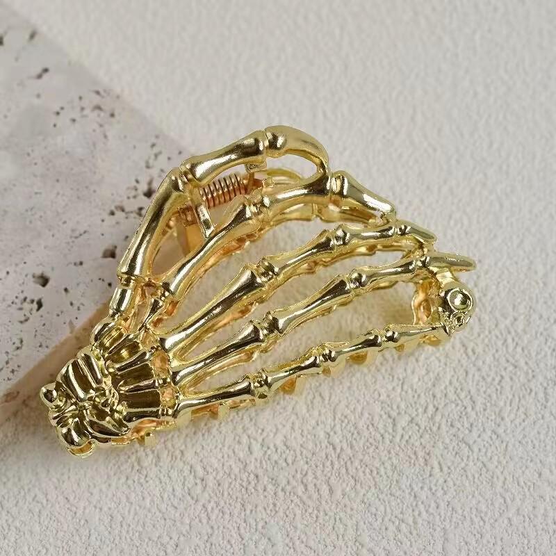 Halloween Skull Spider Web Metal Hair Claw – Gothic Hollow Hair Clip for Women