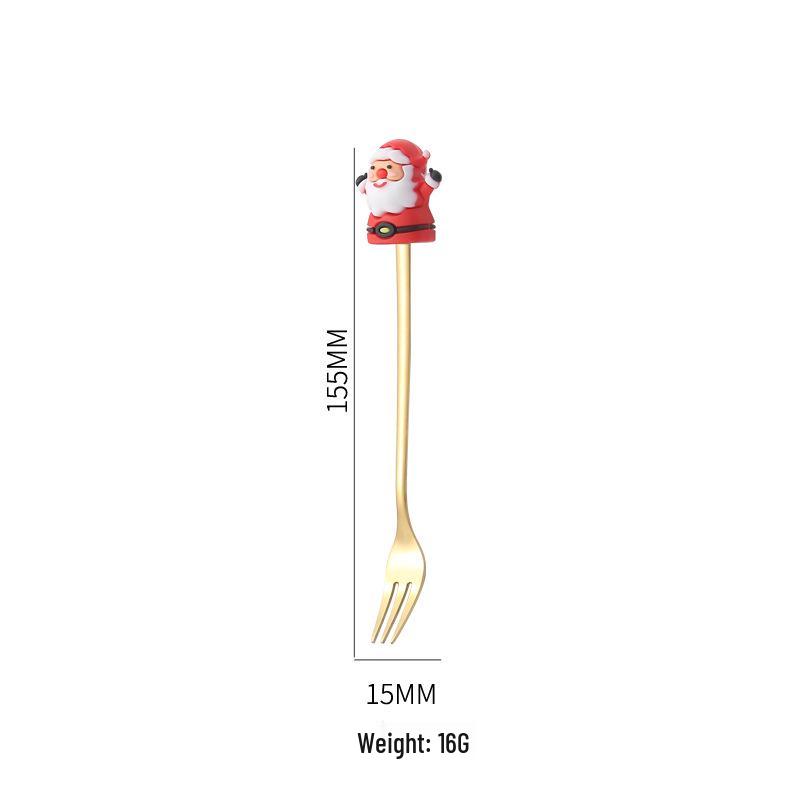 Creative Cartoon Stainless Steel Spoon & Fork Set: Coffee Stirrer, Fruit Fork, Christmas Gift