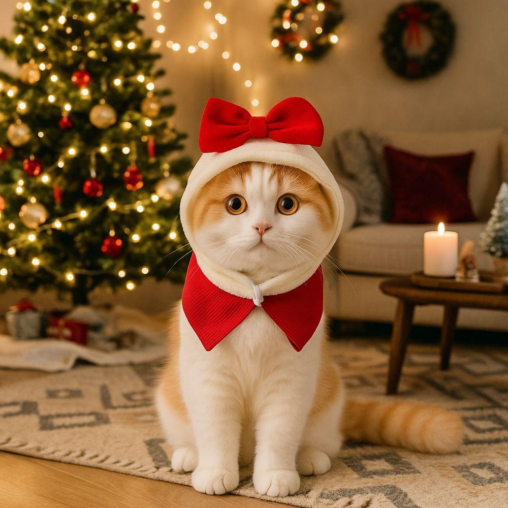 Warm Pet Headgear Plush Pet Cosplay Clothes Fashion Cat Costume  New Year