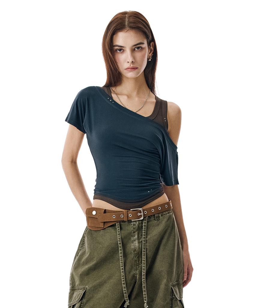 Sekeonmonollogeu Layered Off-Shoulder Set [Navy]_Sewts021Navy