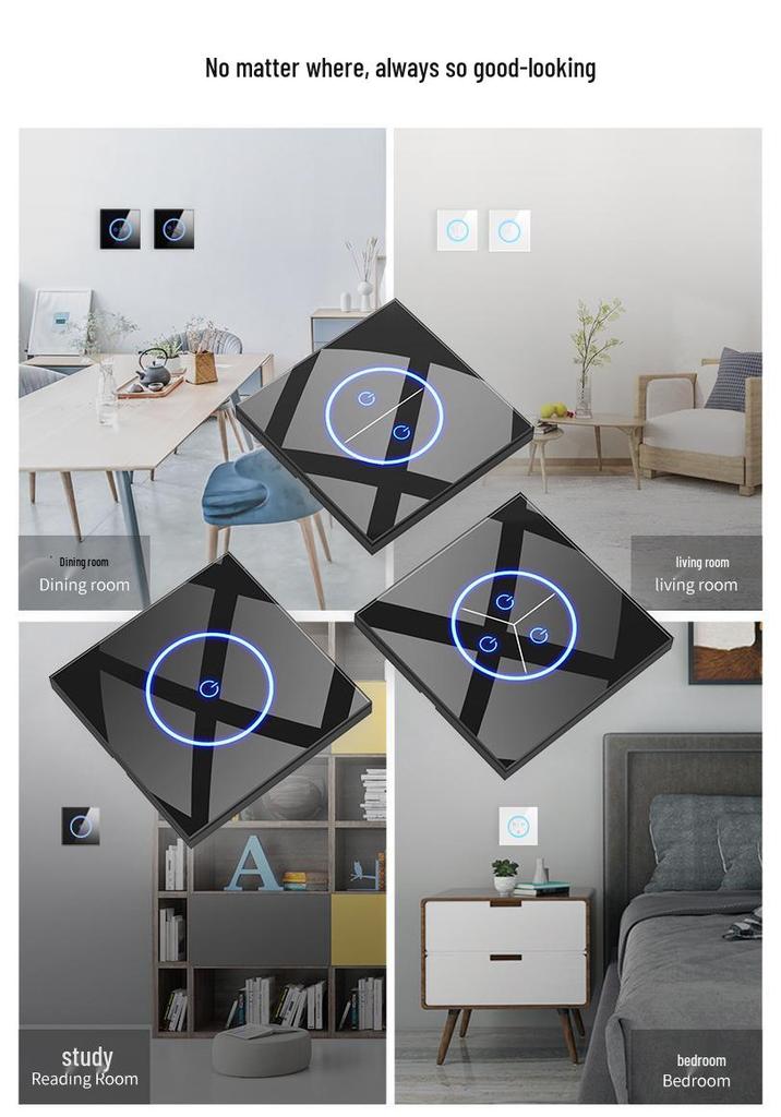 Smart WiFi Touch Switch Panel with Voice Control, Mijia Compatible, Mobile Remote Function, 86 European Standard