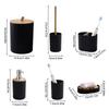 6Pcs/Set Soap Dispenser Box Housewarming Gift Toothbrush Holder Bath Accessory Bottle Trash Can Bamboo Plastic Bathroom Storage