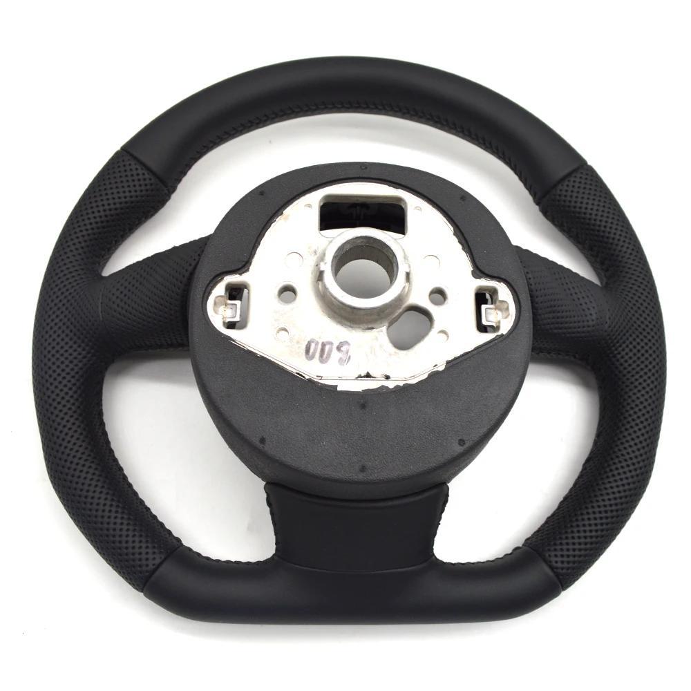 Suitable for A4 B8 A3 8V A4 A5 A7 Q3 Q5 Q7 Black Stitching All Leather Perforated Flat Bottomed Steering Whee