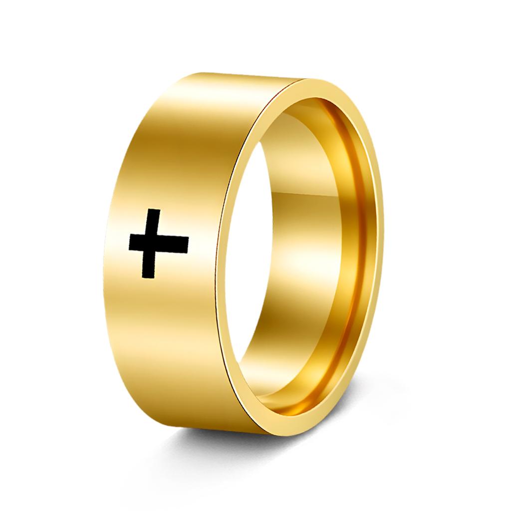 Cross Jewelry European and American Classic 6mm/8mm Marked Cross Ring Ring