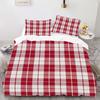 Red Plaid Style Digital Printed Duvet Set - Polyester - Bedroom Decor -1 Bed Cover +2 Pillowcases (No Pillow Core)