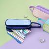 Candy Color Handheld Large Capacity Pen Bag Double Zipper Student Stationery Bag Multifunctional Pencil Case