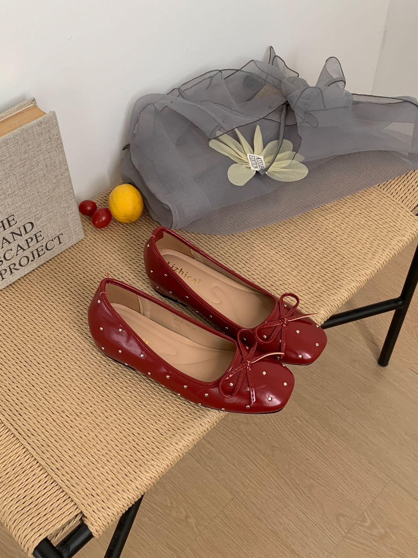 Women s Round Toe Flat Bowknot French Style Pumps - Fashionable Footwear 35