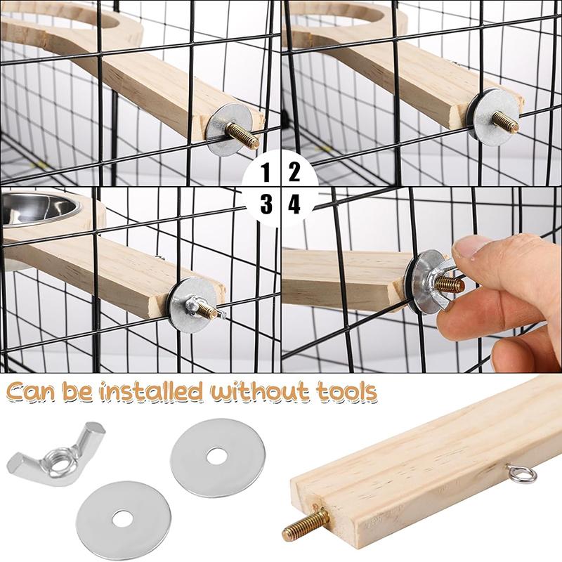 Papagei Vogel Massivholz Stehen Stick Metall Feeder Hängen Fütterung Tasse Lebensmittel Schüssel Vogel Käfig Zubehör Pet Supplies