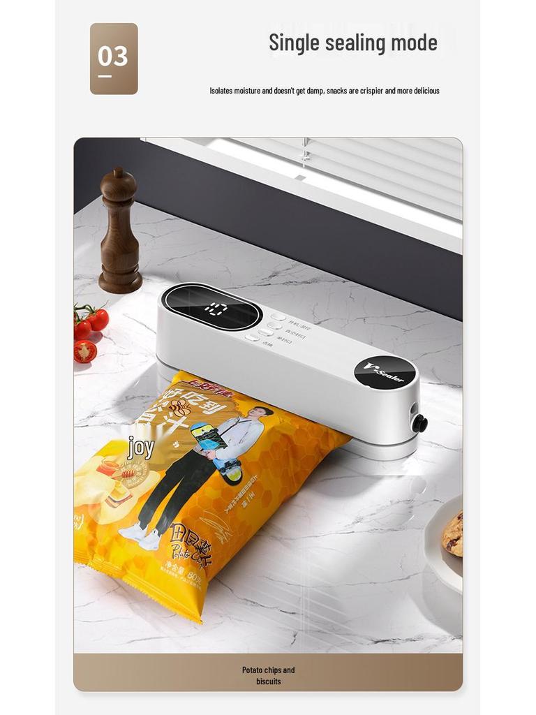 Automatic Mini Vacuum Sealer with Digital Display for Dry & Wet Food Preservation