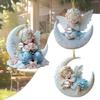 2D Angel Baby On Moon Acrylic Pendant Keychain Bags Charm Car Hanging Ornament Gift For Holiday Homes Office Decors