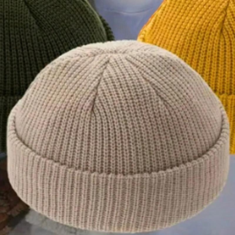 1pc Unisex Solid Knitted Hats,Warm Cozy Knitted Cuffed Beanies,Suitable for Daily Wear Going for A Walk or Cycling Outside