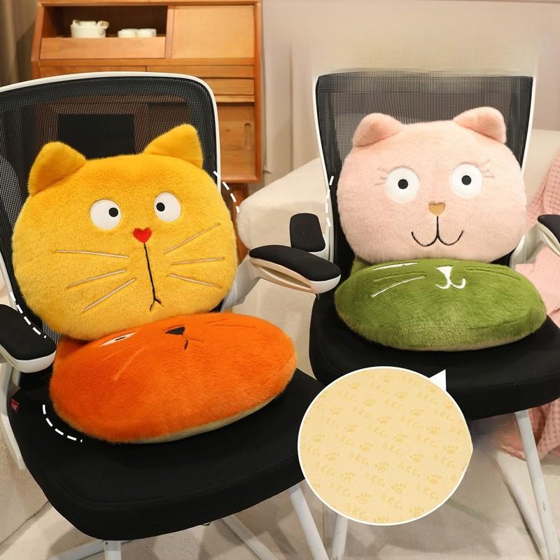 Cartoon Large Face Cat Cushion With Thick Filling For Office And Home Seating Comfort