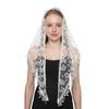 Embroidered Scarf for Church Shawl with Spanish Fringes Christian Veil Spanish Mantilla Lace Shawl Floral Women Handkerchief