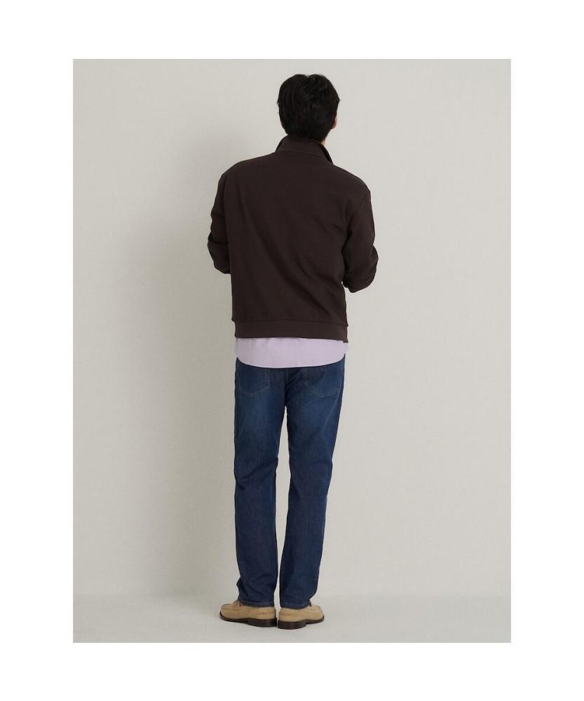 Binpolmen Textured Quarter-Zip Long-Sleeve T-Shirt Brown