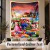 Custom Text Printed Tapestry Super Mario Pattern Large Wall Hanging Indoor Room Decor