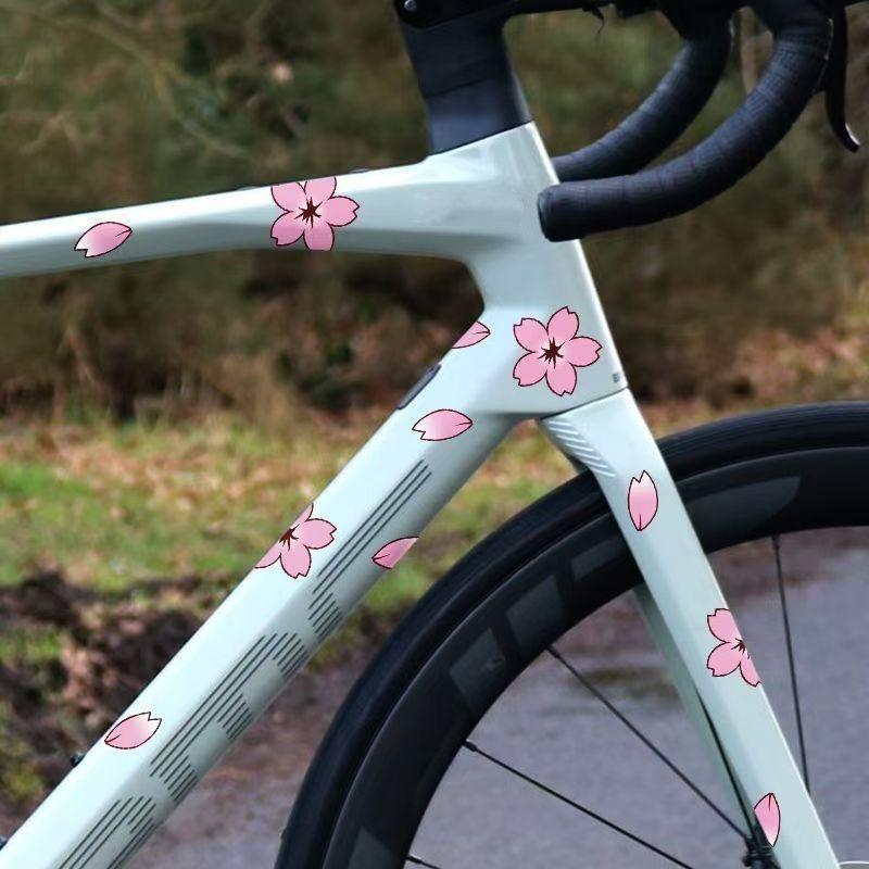 12/20/24Pcs Cherry Blossom Stickers, Suitable For Covering Vehicle Body Scratches, Bicycle And Motorcycle Helmets, Decals