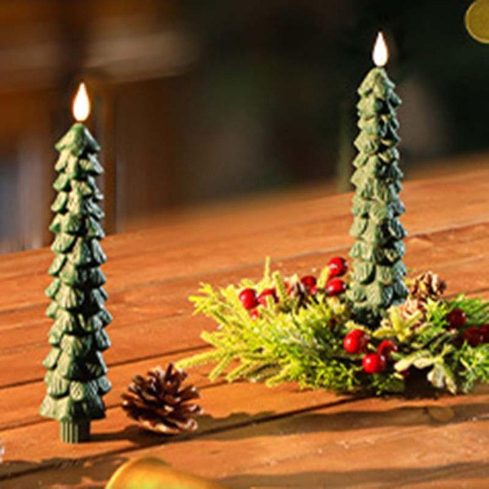 Paraffin Wax Christmas Tree LED Candles Battery Operated Atmosphere Lamp  Dinner