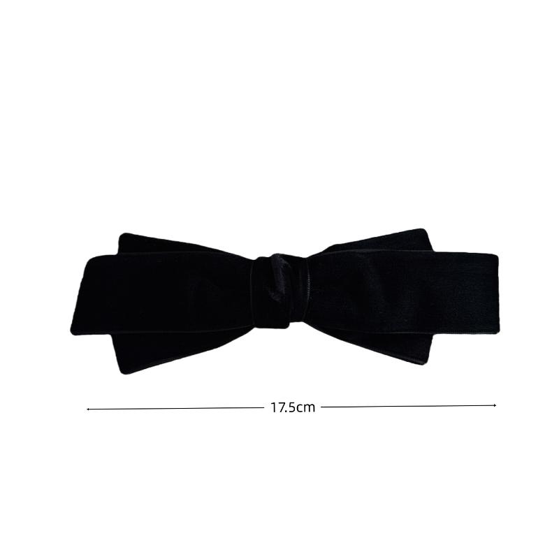 Black Velvet Bow Hair Clip Large Satin Bow Hairpin Retro Elegant Hair Accessory For Women Back Of The Head Hair Barrette