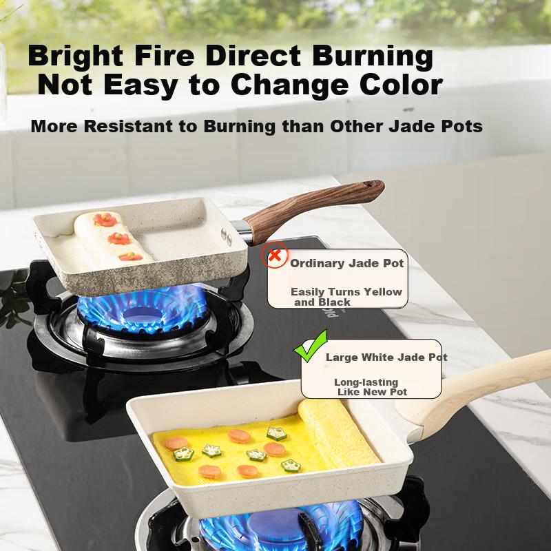COOKER KING Non-Stick Pan with Titanium, Tamagoyaki Griddle, Fried Egg Pan, Steak Pan, Small Pan, Flat Bottom Pan, 19*14cm