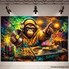 2D Straßenkunst Affe DJ Sprühfarbe Graffiti Urban Geburtstag Fotografie Kulisse Dekoration