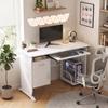 Computer Desk, 100 x 52 x 75 cm, Sliding Keyboard Tray, Drawers, CPU Holder, White