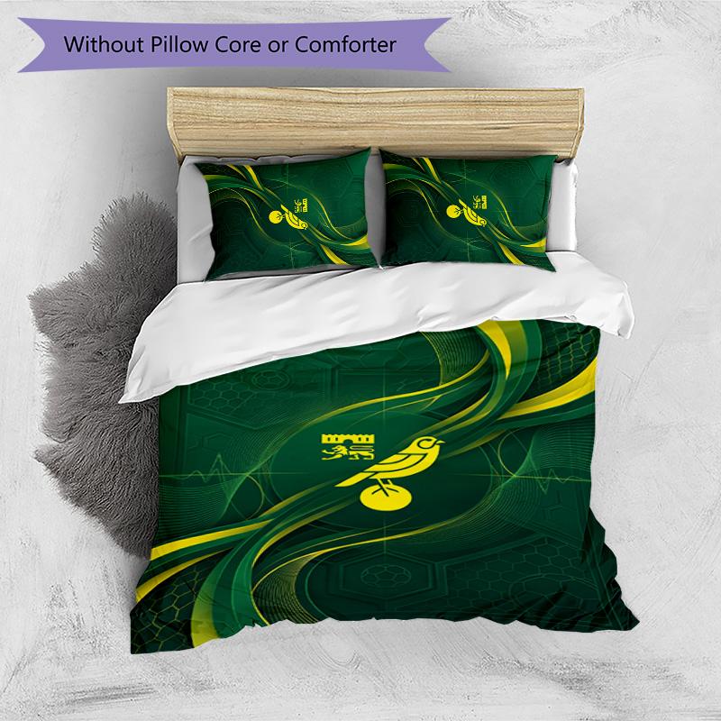 Set Lenzuola Stampato Norwich City Football 3 Pezzi, Comodo Set Copripiumino per Camera da Letto Amico della Pelle