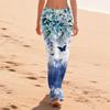 Pantalon Casual Imprimé à Taille Élastique à Cordon de Serrage, Coupe Ample pour Femme