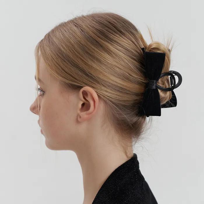 _amour Velvet Double Ribbon Hair Claw