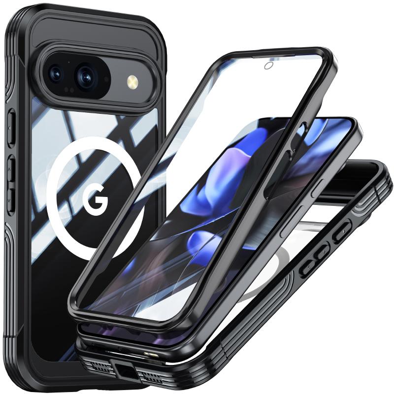 

Для Magsafe Магнитная Беспроводная Зарядка 360° Полная Защита Бронированный Ударопрочный Чехол для Телефона для Google Pixel 10 Pro 8 9A 9 Pro XL Google Pixel 9 чёрный