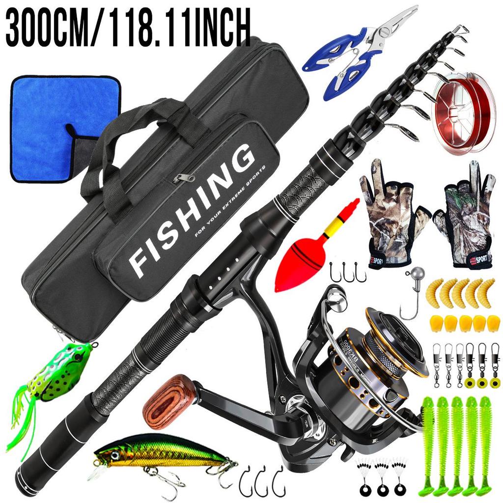 Complete Carbon Sea Fishing Rod Kit with Artificial Bait