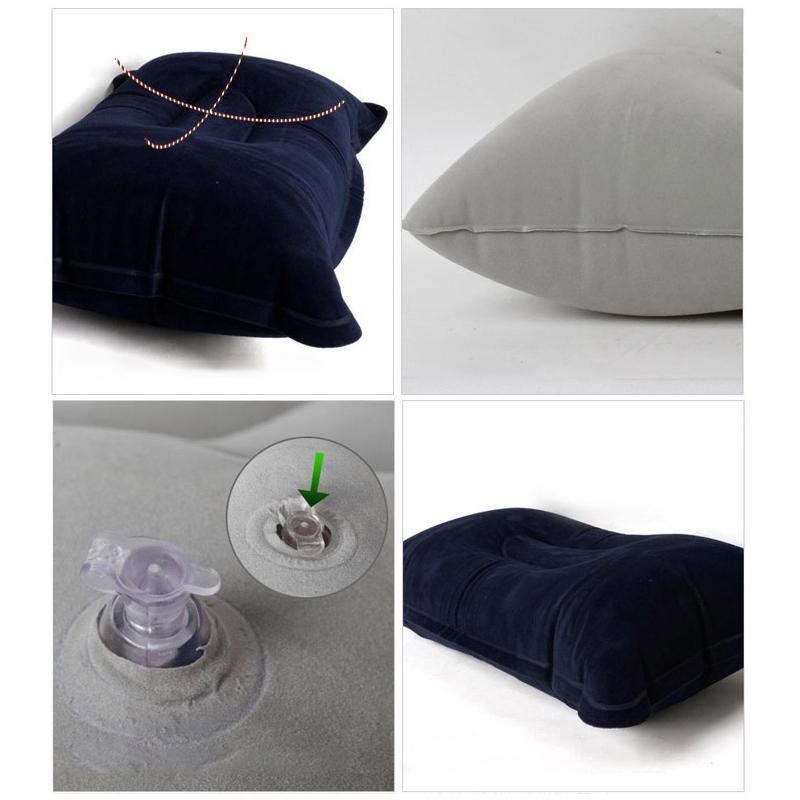Inflatable Pillow For Camping Travel Pillowes Flocked Fabric Air Pillowes For Comfortable, Ergonomices Inflating Pillowes