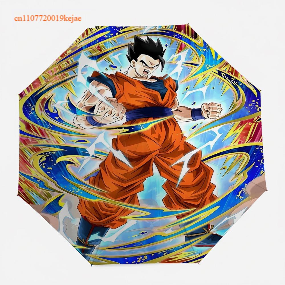 Anime Dragon Ball Goku Umbrella, Epic Super Saiyan Golden Flame Battle Scene, Windproof & Sturdy, for Cosplay & Daily Use