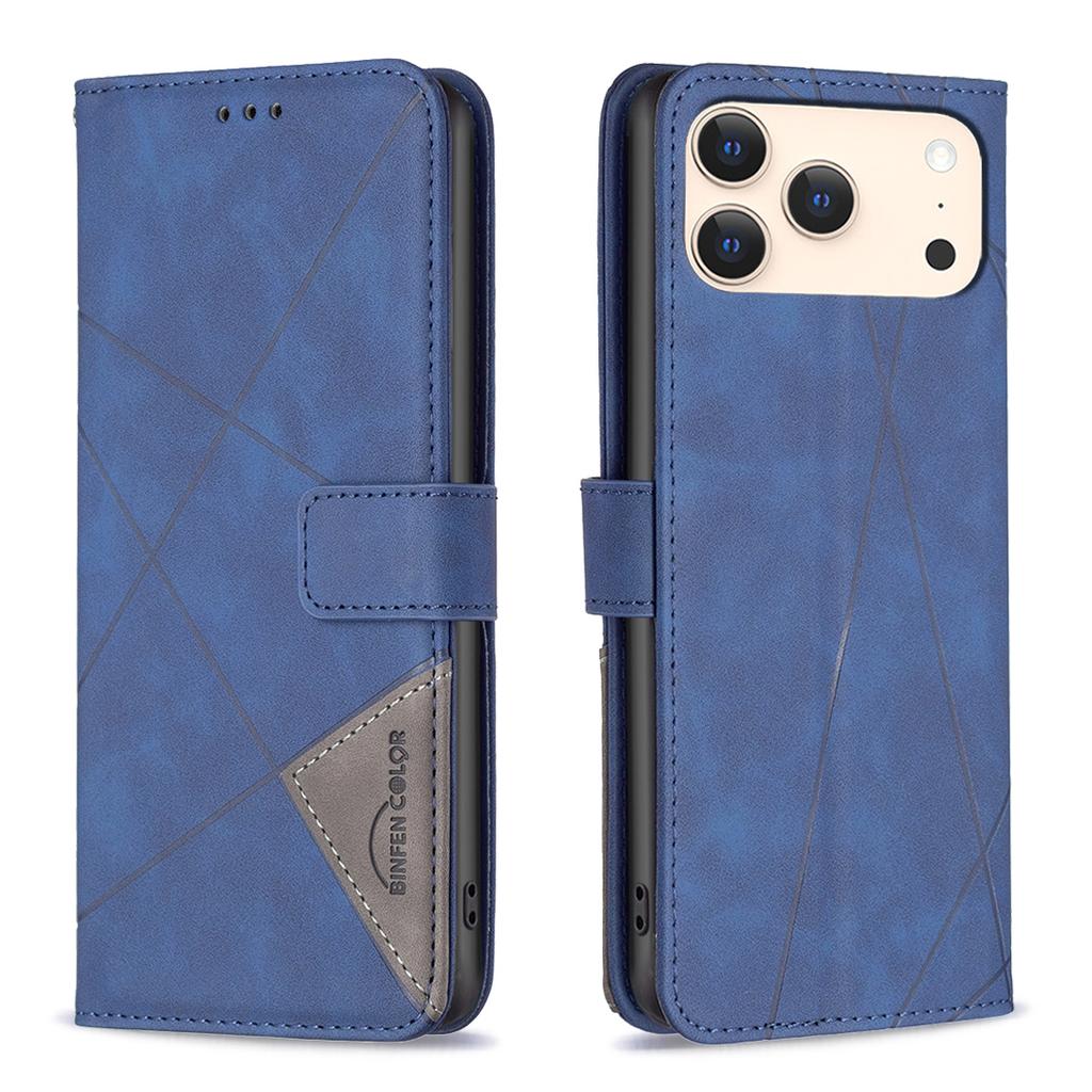 For iPhone 17 Pro Max Phone Case BINFEN COLOR Wallet Stand Geometry Imprinted Leather Cover