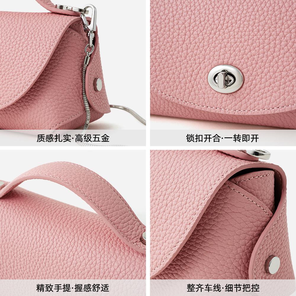 Leather women's bag 2026 new chain small square bag simple and versatile fashionable messenger bag mini bag
